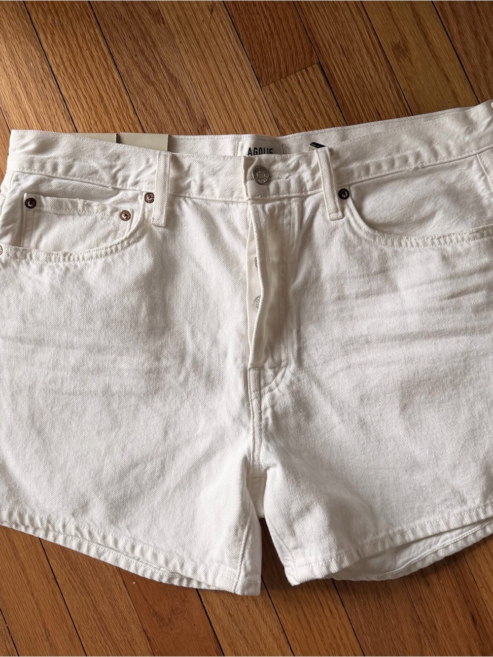 NWT AGOLDE - Parker Long Short in Dough WHITE - Picture 3 of 8